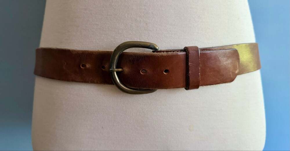 Oil Harness Distressed Brown Leather Belt w/Horseshoe Buckle Mens sz 38